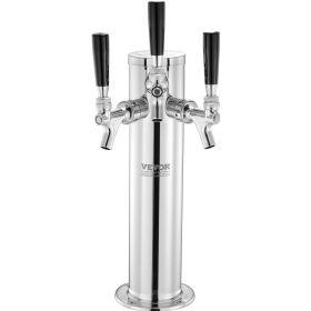 VEVOR Triple Taps Draft Beer Tower Dispenser, Stainless Steel Keg Beer Tower VEVOR Triple Taps Draft Beer Tower Dispenser, Stainless Steel Keg Beer Tower